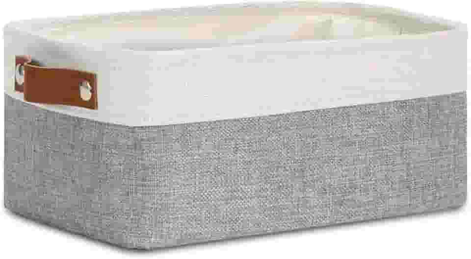 Caixa Cesto Organizador De Tecido Linho Dobrável Multiuso 36x16x12cm Cinza