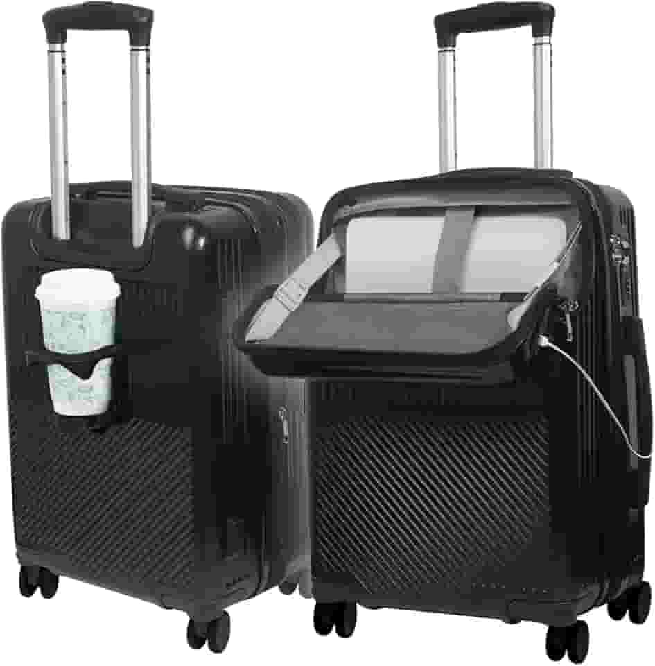 Mala de Viagem de Bordo 10Kg Expansível Rígida Padrão ANAC com 4 Rodas duplas 360° Cadeado Anti Furto Compartimento Exclusivo para Notebook Saída USB para carregamento de Celular (Preta)