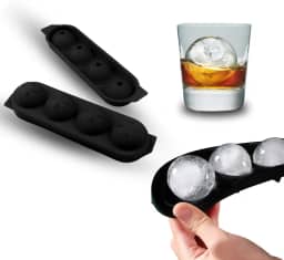 Forma de Gelo Redonda Para Drink Whisky 4 Esferas Grandes Molde de Silicone Coquetel Gin Vodka Bebidas - Qualidade Premium Ezc®