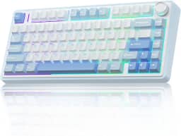 AULA F75 - Teclado mecânico de 75%, junta de teclado personalizada intercambiável a quente, interruptor de madeira cinza pré-lubrificado RGB retroiluminado teclado para jogos, teclado mecânico de 2,4