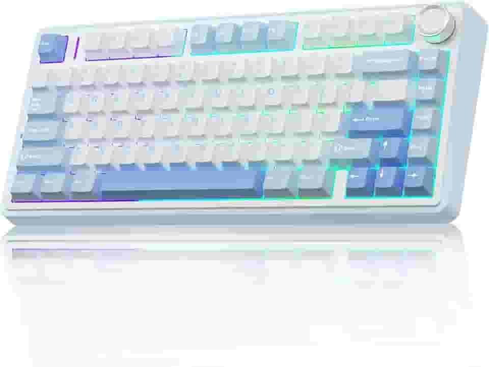 AULA F75 - Teclado mecânico de 75%, junta de teclado personalizada intercambiável a quente, interruptor de madeira cinza pré-lubrificado RGB retroiluminado teclado para jogos, teclado mecânico de 2,4