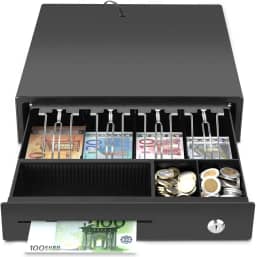 Caixa Registradora Comercial, Caixa com Cadeado, Para Loja Comércio Balcão Armazenar Guardar Dinheiro Moedas Notas, Gaveta Para Dinheiro, Preta