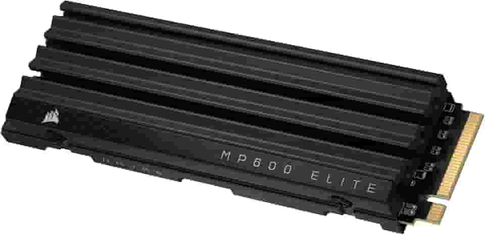Corsair SSD MP600 Elite 1TB M.2 PCIe Gen4 x4 NVMe com dissipador de calor incluído – M.2 2280 – Leitura sequencial de até 7.000 MB/s – Alta densidade 3D TLC NAND – Preto