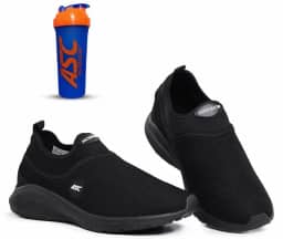 Tênis Ortopédico Unissex Tipo Meia Ascension + Coqueteleira Marinho e Laranja | Calce Fácil, Leve, Confortável – Ideal para Caminhada, Academia e Uso Diário