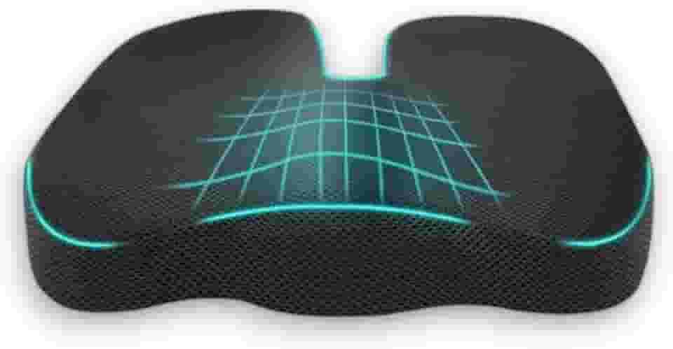 Almofada Ortopédica para Cadeira Gamer – Espuma Viscoelástica de Alta Densidade – Suporte Ergonômico para Cóccix, Ciática e Lombar – Capa de Veludo Preta Lavável