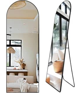 Espelho de Corpo Inteiro Arco 170x70cm Moldura Preta em Alumínio Chão e Parede