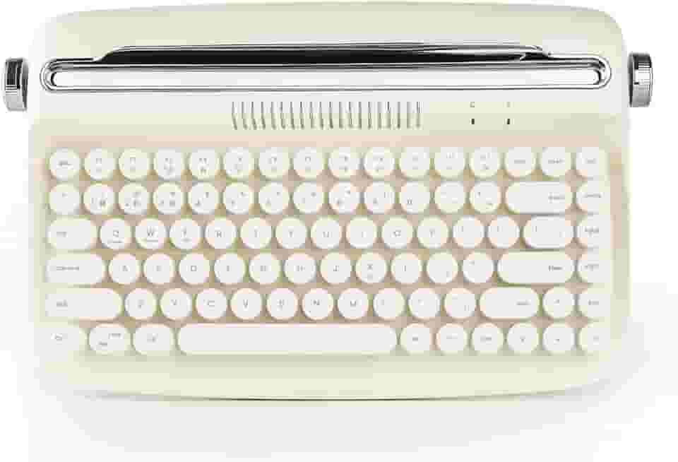 Teclado Bluetooth Retrô para Tablet e Celular (Bege)