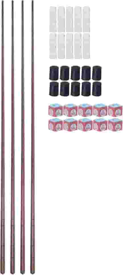 Kit 4 Tacos Para Sinuca Ipê Maxxi Tacos 1,45m + 10 Ponteiras Ristas + 20 Giz