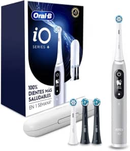 Oral B iO Series 6 –Escova de Dente Elétrica Recarregável Sensor de Pressão, Cabo Ergonômico+Estojo, Cinza 100-240V