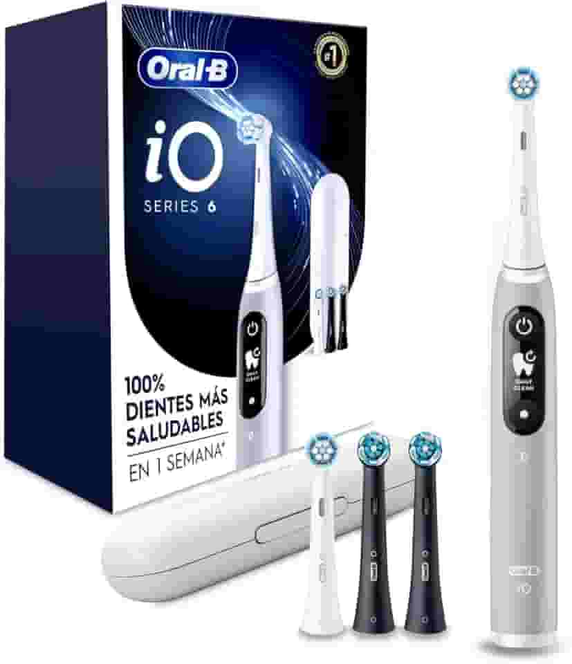 Oral B iO Series 6 –Escova de Dente Elétrica Recarregável Sensor de Pressão, Cabo Ergonômico+Estojo, Cinza 100-240V