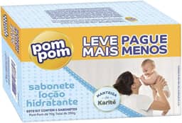 Kit Sabonete em Barra Pom Pom Loção Hidratante com 5 unidades de 70g cada