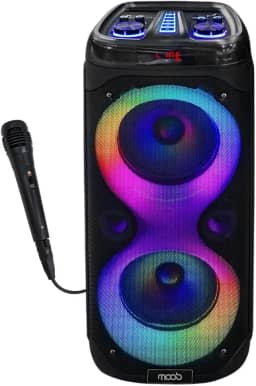 Caixa de Som Moob Wave Bluetooth 5.0 Tws 2 Alto Falantes Painel Led e Entrada para 2 Microfones 500w