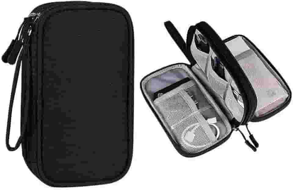 Bolsa Organizadora para acessórios eletrônicos Portátil e Impermeável - Organizador para Cabos e Acessórios, eletrônicos, unidades USB e carregadores (Preto)