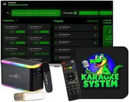 Karaoke box C/18.000 Musícas Karaoke com Pontuação Real + CX Som + 2 Microfones Sem Fio