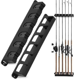 Suporte de Vara Rod Rack Até 6 Varas, Suporte para Tacos de Bilhar, Suportes de Vara de Pesca para Garagem, Suportes Verticais de Vara de Pesca Montados na Parede