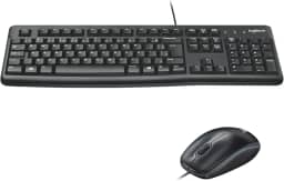 Combo Teclado e Mouse com fio USB Logitech MK120 com Design Confortável, Durável e Resistente à Respingos, USB e Layout ABNT2