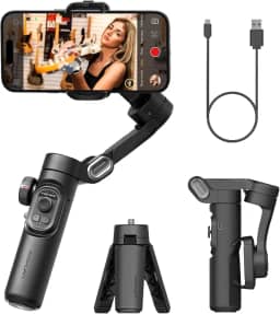 Gimbal Estabilizador Portátil de 3 Eixos com Tripé de Aderência para Celular,Estabilizador cardan Mobile para iPhone16 15 14 13 12 Pro Max&Android-Smart XE