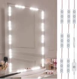 LPHUMEX Luzes LED para espelho de penteadeira, luz de maquiagem estilo Hollywood, LED branco ultra brilhante de 3 metros, faixa de luzes de controle de toque regulável, para mesa de maquiagem e