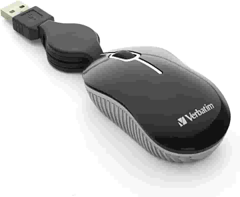 Verbatim Mouse USB com fio para computador óptico – Mouse para viagem com fio Plug & Play – Preto 98113