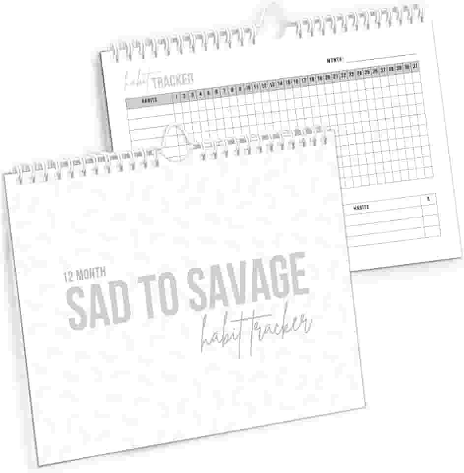 SAD TO SAVAGE Habit Tracker por Shelby Sacco – Diário diário de hábitos com afirmações e material educacional no ciclo de hábitos para criar hábitos para melhorar sua vida