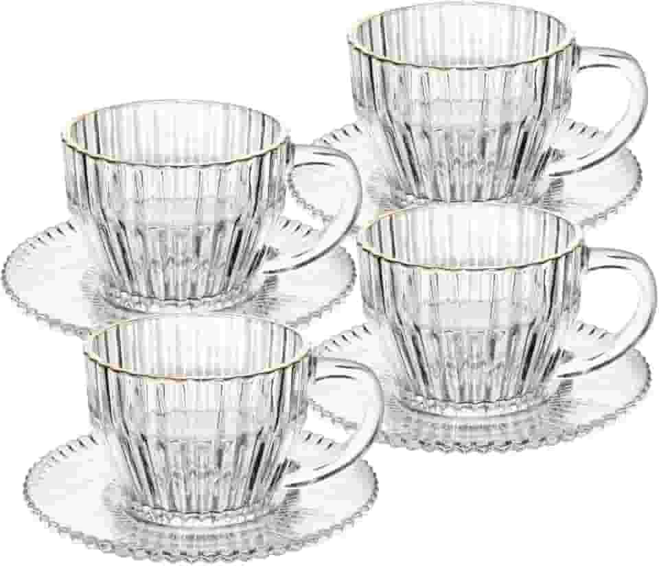 WOLFF - Conjunto 4 Xícaras de Café de Cristal com Fio de Ouro Imperatriz 110ml