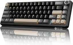 Teclado mecânico sem fio para jogos ATTACK SHARK X66 com botão, modo triplo USB-C/BT5.0/2.4G com junta montada 60% RGB 66 teclas, keycap PBT, interruptor Strawberry Hot Swappable (Star Black)