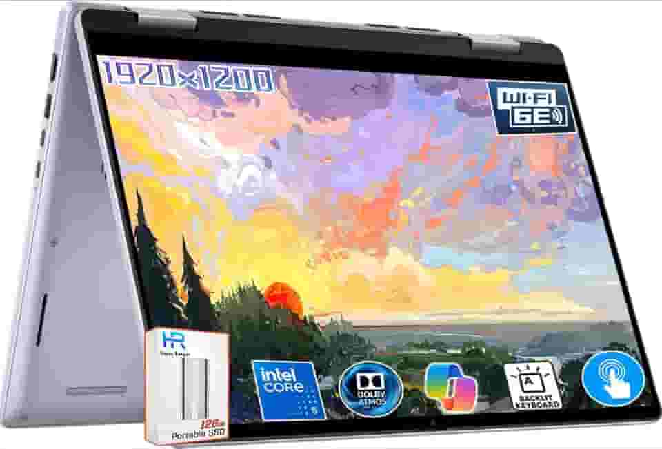 Dell Notebook empresarial Inspiron 14 7740, computador copiloto com tela sensível ao toque FHD + 2 em 1 de 14 polegadas, Intel Core 5 (> i7-1355U), teclado retroiluminado, impressão digital, vida útil