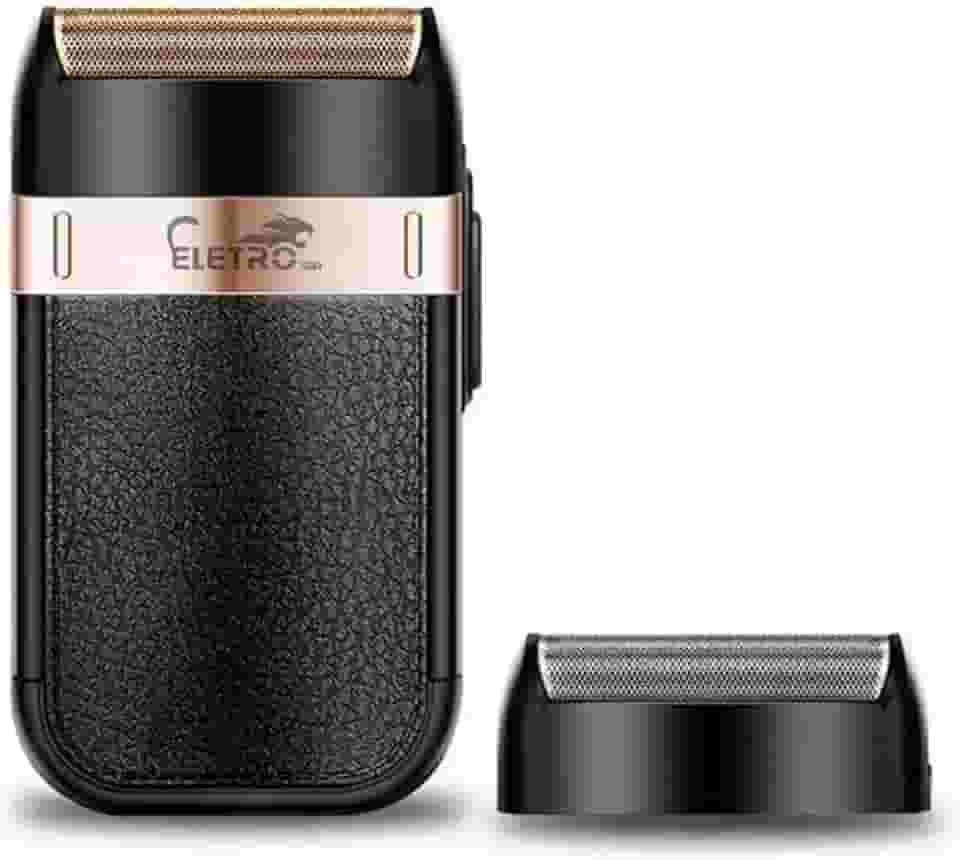 Barbeador Elétrico Profissional Shaver Recarregável Bivolt EL-5109 - Lâminas Rotativas, Uso Sem Fio, Fácil de Limpar - Preto e Dourado