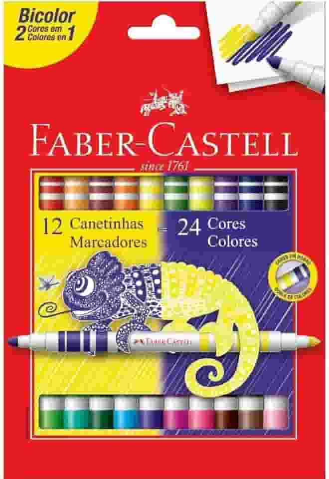 Hidrografica Bicolor 12 Canetas/24 Cores, Faber-Castell, 15.0612N, Mista