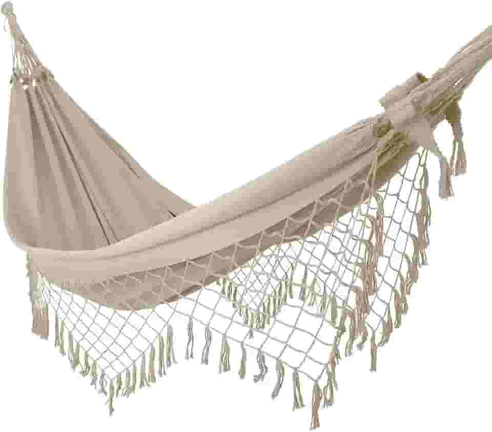 Rede de Dormir Bege Casal Costura Reforçada