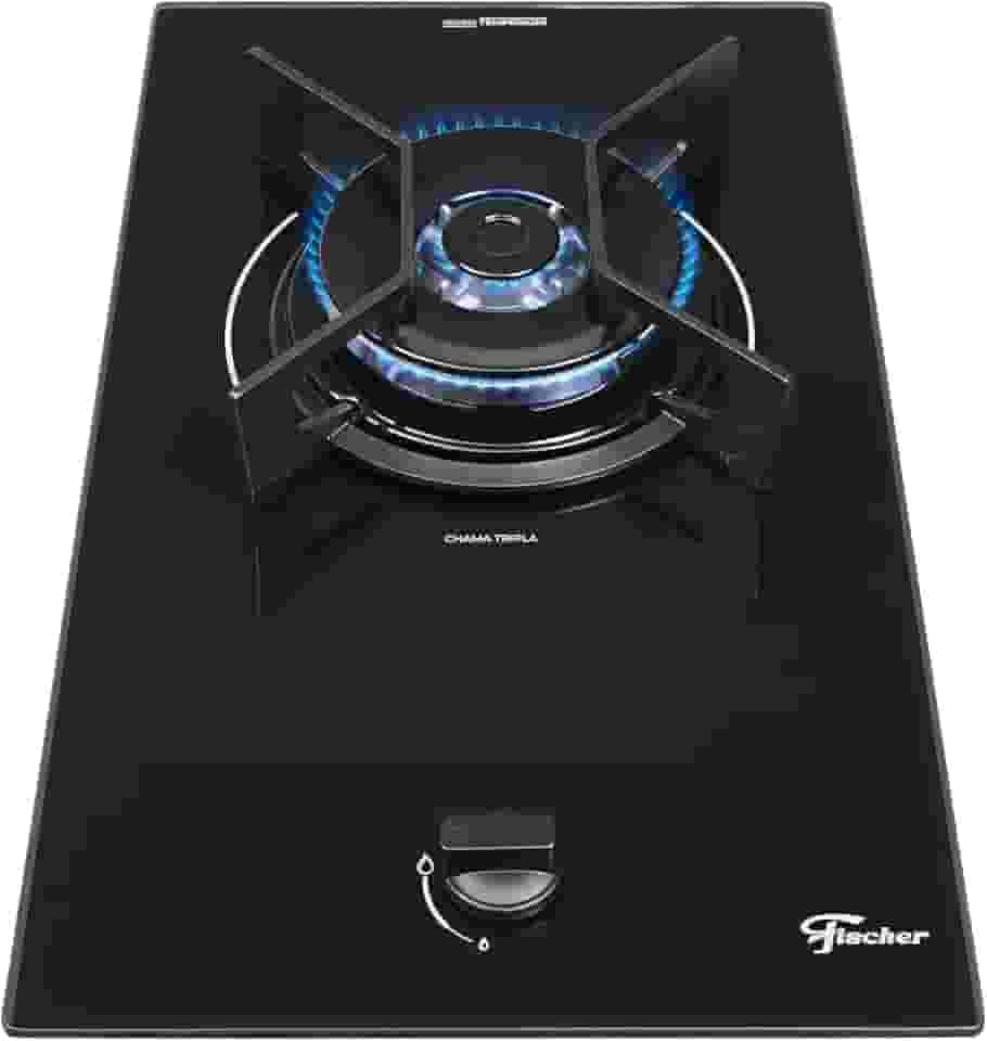 FISCHER COOKTOP À GÁS 1 BOCA FIT LINE TREMPE IRON MESA VIDRO PRETO BIVOLT 36300-102670