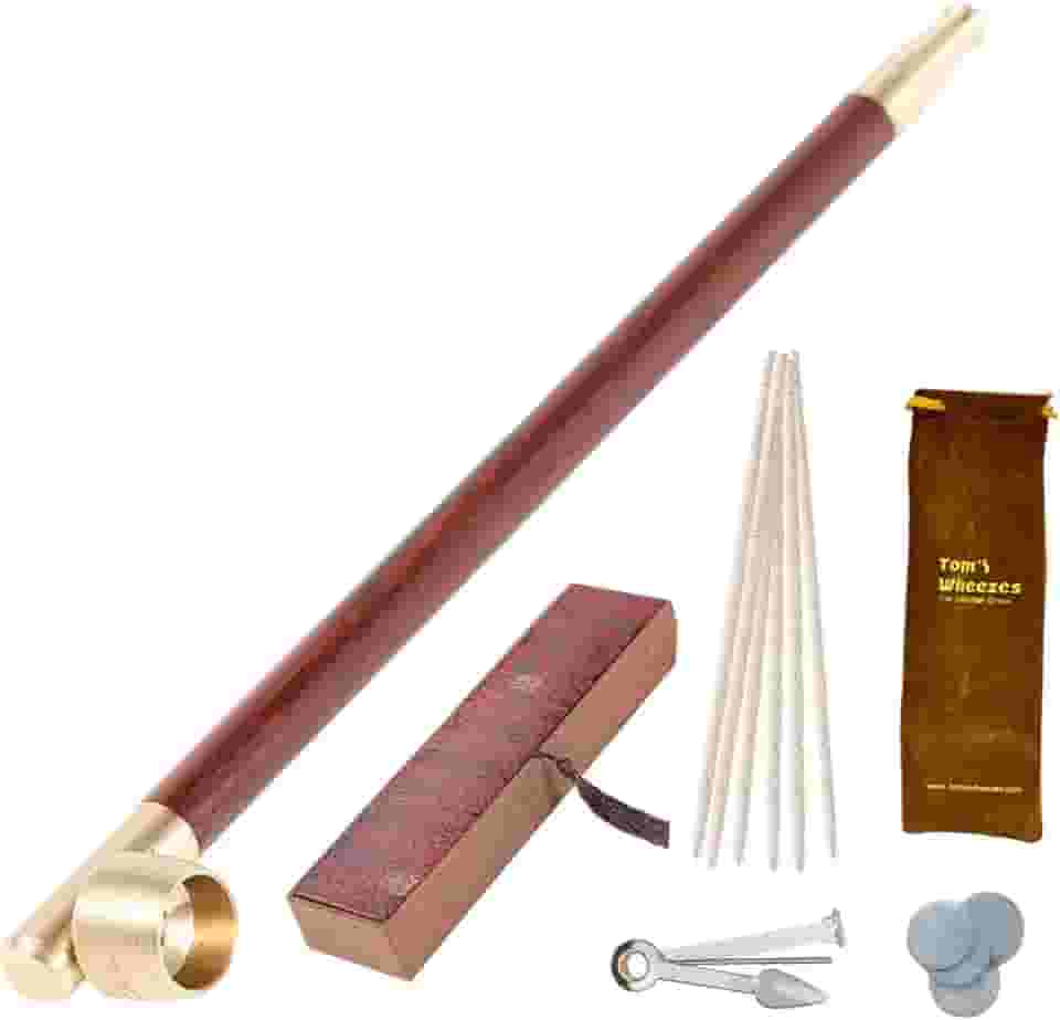 Cachimbo de Tabaco de Madeira com Tigela de Haste, Kit de Acessórios para Cachimbo de Fumar Chinês Tradicional Kiseru (Vermelho)
