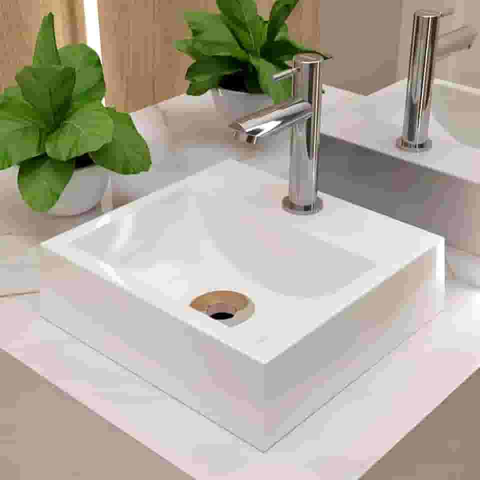 Cuba Pia de Apoio Sobrepor Quadrada 32x30 Banheiro Lavabo Beltempo BT-2002 (Branca)