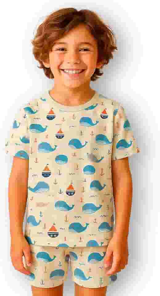 Pijama Infantil Menino Verão Conjunto Shorts e Camiseta 1 a 13 Anos