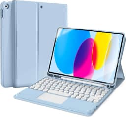 WB Capa com Teclado e trackpad para iPad 10ª e 11ª Geração 10.9" Polegadas com Auto Hibernação (Azul)