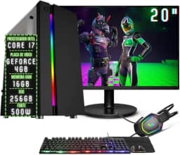PC Gamer Completo 3green Play Intel Core i7 16GB RAM Placa de vídeo Geforce 4GB SSD 256GB Monitor 20' 75Hz Fonte 500W 3GP-055