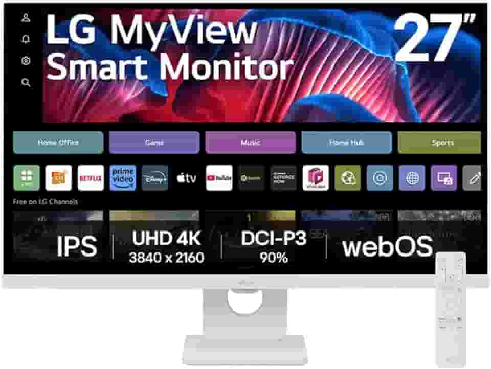 Monitor LG MyView Smart - Tela IPS 27', WebOS, ThinQ Home, Air Play, Screen Share, Bluetooth, – 27SR73U-W