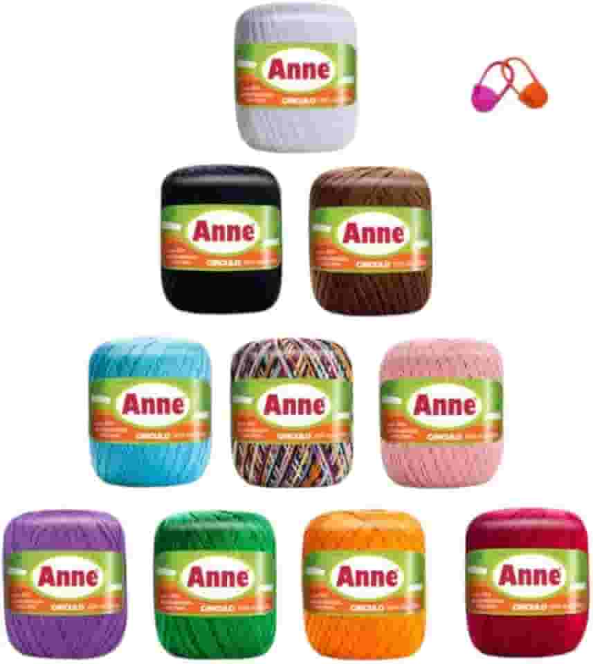 Kit 10 Linha Anne 65m 19g P/Tricô Crochê Cores Sortidas