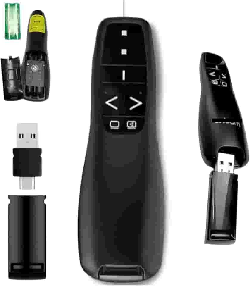 Apresentador Passador de Slides Sem Fio com Laser 30m Alcance Controle Apresentador de Slides Laser Sem Fio 2.4G Profissional Passador de Slides com Laser Vermelho para Apresentações