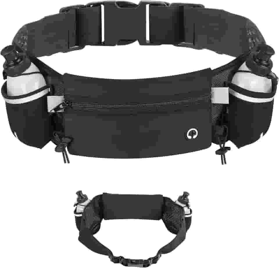 Cinto de Hidratação com 2 Garrafas, Cinto de Hidratação para Corrida, Cinto de Corrida de Hidratação com Garrafas de Água (2 x 175 ml), Bolsa de Cintura Esportiva Ajustável