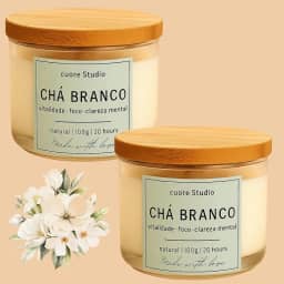 Kit 2 Velas Aromáticas Perfumadas Chá Branco 100gr cada | cuore Studio
