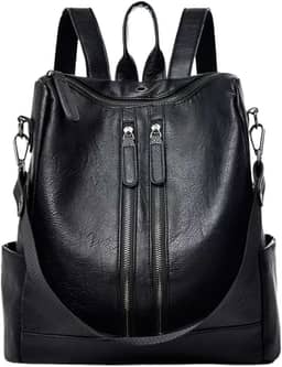 Mochila Feminina de Couro Sintético Casual Bolsa de Viagem