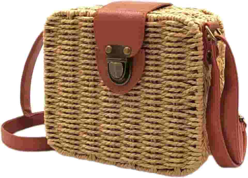 Bolsa de Palha Sintética Quadrada Feminina Moda Praia - Palha