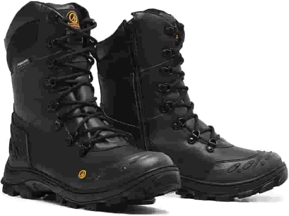 Bota Coturno Masculino Militar Soldier Palmilha de Gel Couro Legítimo Zíper Lateral