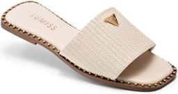 Sandália Rasteira Feminina Confortável Bico Quadrado Juta