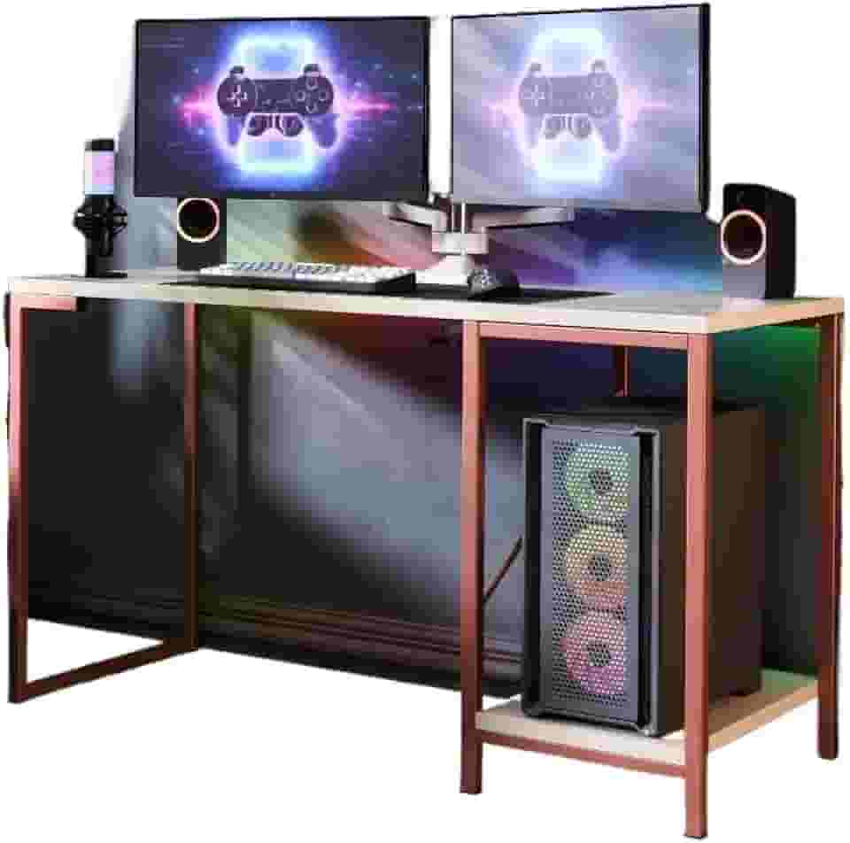 Mesa Escrivaninha Gamer E Para Home Office E Tokio Estilo Industrial Com Prateleira(Cobre Off)