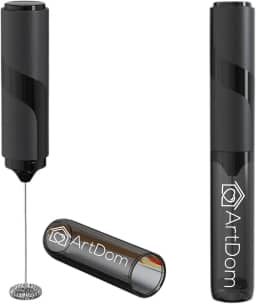 Mini Mixer Portátil Potente com Tampa, Misturador de Leite ArtDom em Inox para Bebidas Cremosas e Saudáveis