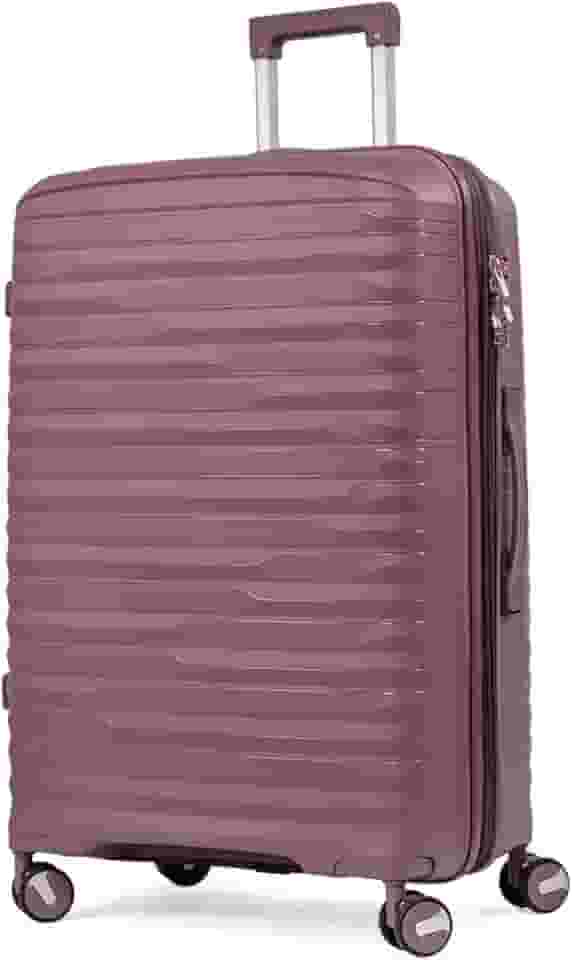 Mala De Viagem Grande Expansível 32Kg Polipropileno 8 Rodas 360 Giratória Para Despachar Rígida Leve Tamanho G Viagem Internacional Resistente (ROXO, Grande)