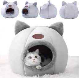 Caminha Cama Casa Tenda Luxo Toca Ninho Cabana Iglu Pelúcia Cinza para Pet Gatos Cães Barraca Para animais de estimação