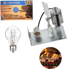 Exaustor Churrasqueira 20Cm C/Luz Lâmpada Alta Temperatura 220v
